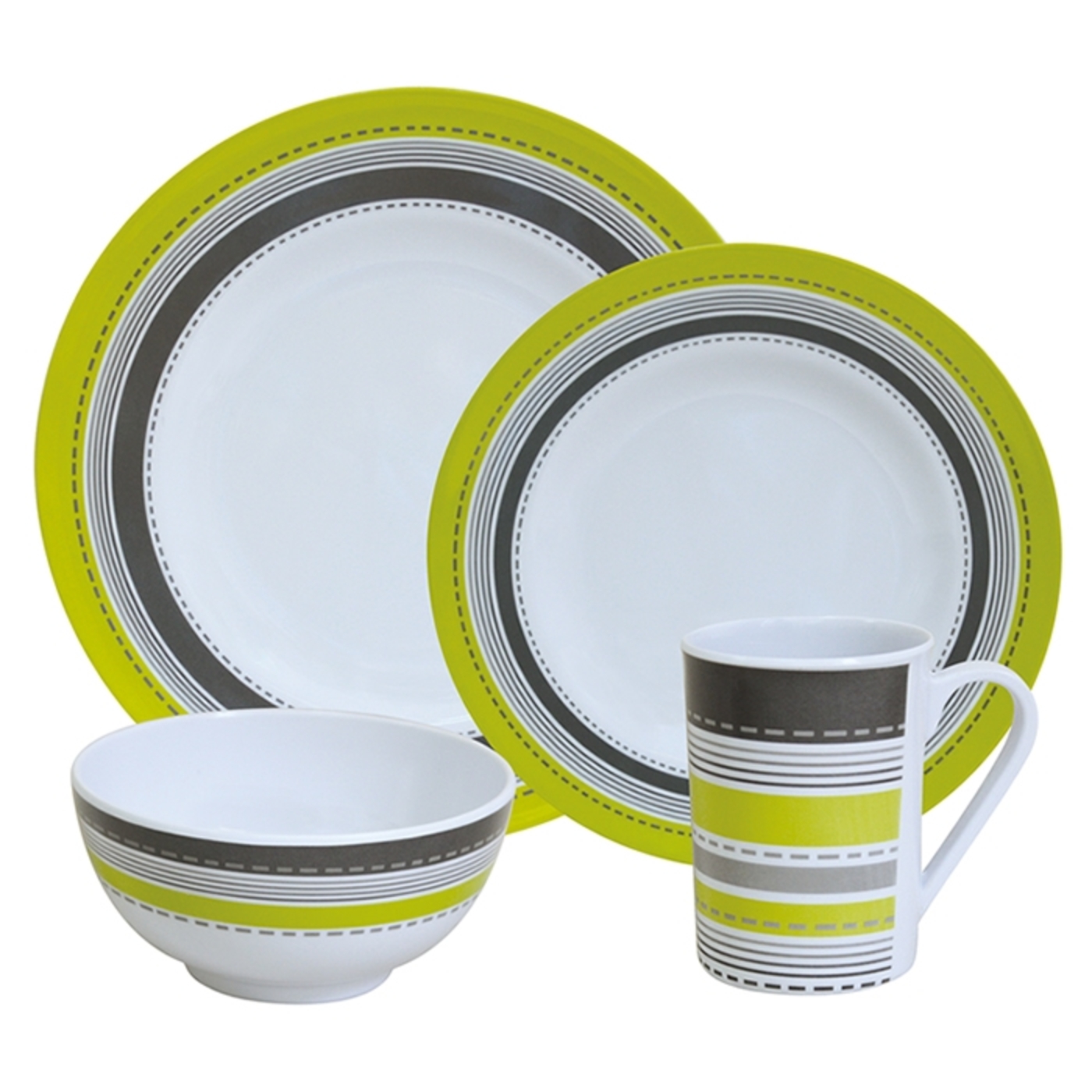 Accessory Shop Flamefield Metro Lime 16pce Melamine Tableware Set